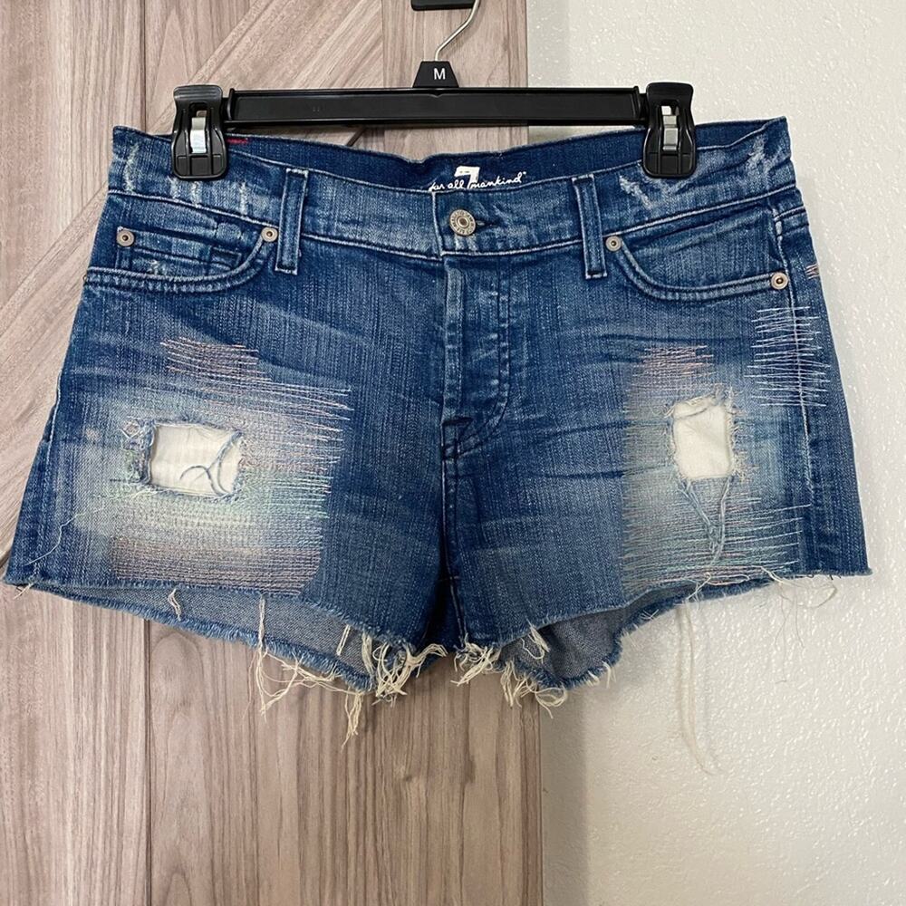 7 for all Mankind 26 denim distressed shorts